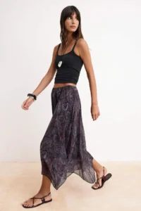 TRENDYOLMiLLA Colorful Shawl Patterned Asymmetric Kesim Lined Midi Siphon Skirt - Image 2