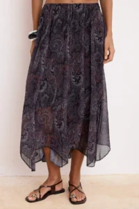 TRENDYOLMiLLA Colorful Shawl Patterned Asymmetric Kesim Lined Midi Siphon Skirt - Image 3