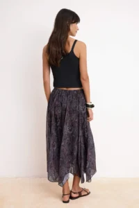 TRENDYOLMiLLA Colorful Shawl Patterned Asymmetric Kesim Lined Midi Siphon Skirt - Image 4