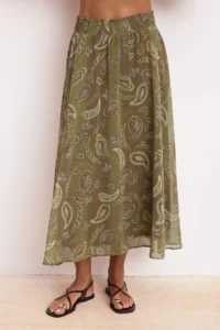 TRENDYOLMiLLA Khaki Colorful Siphon Ethnic Patterned Lined Maxi LONG Skirt - Image 3