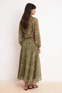 TRENDYOLMiLLA Khaki Colorful Siphon Ethnic Patterned Lined Maxi LONG Skirt - Image 4