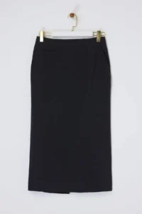 TRENDYOLMiLLA Limited Edition Anthracite Arkadan slit Weaving Midi Pencil Skirt - Image 5