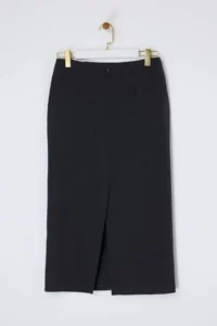 TRENDYOLMiLLA Limited Edition Anthracite Arkadan slit Weaving Midi Pencil Skirt - Image 6