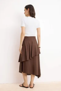 TRENDYOLMiLLA Brown Asymmetric Viscose Midi Skirt - Image 4