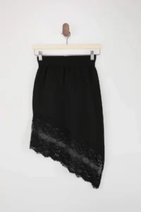 TRENDYOLMİLLA Black Asymmetric Lace Detailed Bodysuit hugging Mini Skirt - Image 5