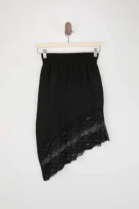 TRENDYOLMİLLA Black Asymmetric Lace Detailed Bodysuit hugging Mini Skirt - Image 6