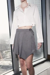 TRENDYOLMiLLA Limited Edition Anthracite Asymmetric Kesim Mini Skirt - Image 3