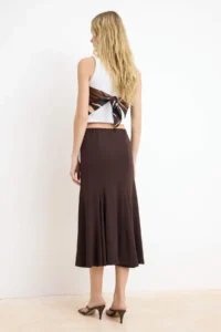 TRENDYOLMİLLA Brown A-Kesim/Life Form High Waist Midi Flexible Knitting Skirt - Image 4