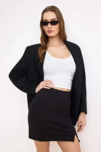 TRENDYOLMİLLA Black A-Kesim/Life Form Regular Waist interlock Knitting Skirt - Image 2