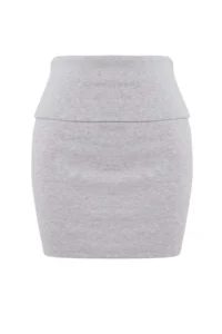 TRENDYOLMİLLA Gray Melanj OF shorts Regular Waist Cotton Rib Knitting Skirt - Image 5