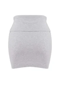 TRENDYOLMİLLA Gray Melanj OF shorts Regular Waist Cotton Rib Knitting Skirt - Image 6