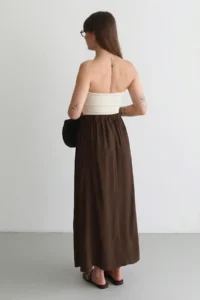 TRENDYOLMİLLA Dark Brown Modal Elastic Waist LONG Maxi Skirt - Image 4