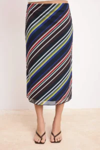 TRENDYOLMİLLA Multicolored gradient Pen High Waist Tulle Knitting Skirt - Image 3