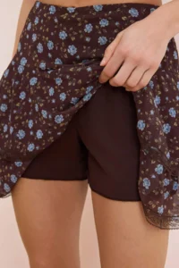 TRENDYOLMİLLA Multicolored Floral skater Lace Detailed Regular Waist Mini Tulle Knitting Skirt - Image 5