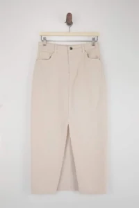 TRENDYOLMiLLA Ecru Draped slit 100% Cotton Midi denim Skirt - Image 5
