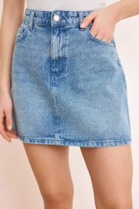 TRENDYOLMiLLA Mavi Middle Waist Mini 100% Cotton Mini denim Skirt - Image 3