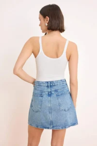 TRENDYOLMiLLA Mavi Middle Waist Mini 100% Cotton Mini denim Skirt - Image 4