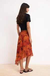 TRENDYOLMİLLA Multicolored Floral A-Kesim/Life Form Regular Waist Tulle Knitting Skirt - Image 4