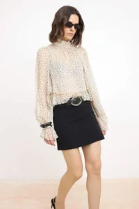 TRENDYOLMİLLA Black A-Kesim/Life Form Arched Regular Waist interlock Knitting Skirt - Image 2