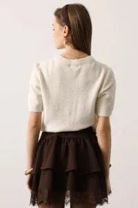 TRENDYOLMİLLA Brown Arched Frilly Lace Detailed Mini Skirt - Image 5