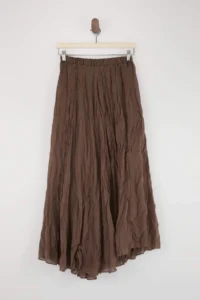 TRENDYOLMİLLA Brown Wrinkled Lined Maxi Asymmetric Skirt - Image 7