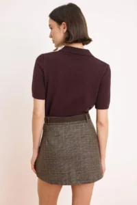 TRENDYOLMiLLA Brown Arched Mini Checkered Pleated Inside OF shorts Skirt - Image 5