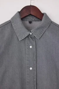 TRENDYOLMİLLA Gray Oversized Basic 100% Cotton denim Shirt - Image 6
