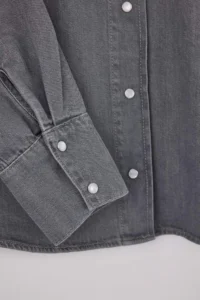 TRENDYOLMİLLA Gray Oversized Basic 100% Cotton denim Shirt - Image 7