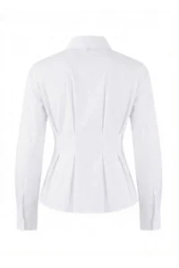 TRENDYOLMİLLA White Faux Leather Belt Detailed Pleated Shirt - Image 2