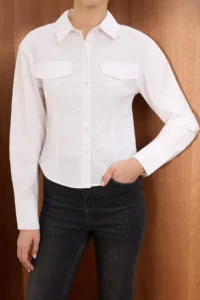 TRENDYOLMİLLA Trendyolmilla Wardrobe Essentials – White Pocket Detail Fitted Shirt | - Image 4