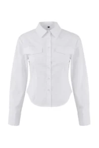 TRENDYOLMİLLA Trendyolmilla Wardrobe Essentials – White Pocket Detail Fitted Shirt | - Image 6