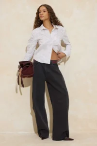 TRENDYOLMİLLA Pink-Multicolored Striped Kol Shirred Shirt