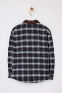 TRENDYOLMİLLA Brown Plaid Collar Ribbed Oversized Pattern Flannel Shirt - Image 6