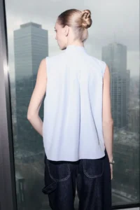 TRENDYOLMİLLA Limited Edition Light Blue Yaka tied up Shirt - Image 4