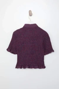 TRENDYOLMİLLA Burgundy-Multicolored Teen Gingham Gipelli Fitted Shirt - Image 6