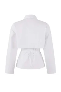 TRENDYOLMİLLA Limited Edition White 2 Sets fragmented Lycra Poplin Fitted Shirt - Image 2