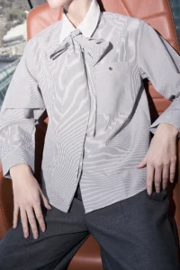 TRENDYOLMİLLA Multicolored Striped Binding Detailed Wide Pattern/Oversized Shirt - Image 3