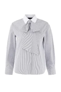 TRENDYOLMİLLA Multicolored Striped Binding Detailed Wide Pattern/Oversized Shirt - Image 4