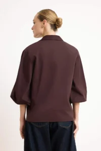 TRENDYOLMİLLA Plum Premium Kalite Cotton Poplin Shirt - Image 4
