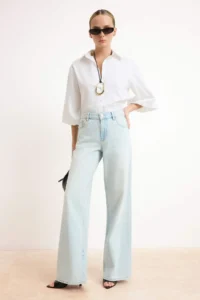 TRENDYOLMİLLA White Premium Kalite Cotton Poplin Shirt