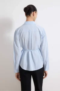 TRENDYOLMİLLA Light Blue Belt Detailed Shirt - Image 4