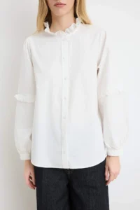 TRENDYOLMİLLA White Ruffle Detailed Poplin Shirt - Image 3