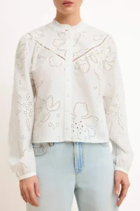 TRENDYOLMİLLA White Fisto Kedi Merdivenli Boho Shirt - Image 3