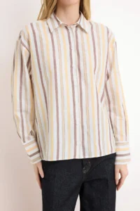 TRENDYOLMİLLA Multicolored Striped Natural Looking Oversized/Wide Pattern Shirt - Image 3