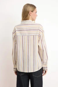 TRENDYOLMİLLA Multicolored Striped Natural Looking Oversized/Wide Pattern Shirt - Image 4