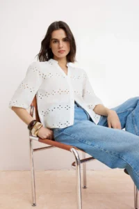 TRENDYOLMİLLA White Fisto Balloon Kollu Shirt - Image 2
