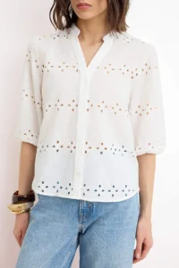 TRENDYOLMİLLA White Fisto Balloon Kollu Shirt - Image 3