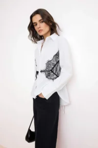 TRENDYOLMİLLA White Lace Detailed Beli Adjustable Shirt - Image 2