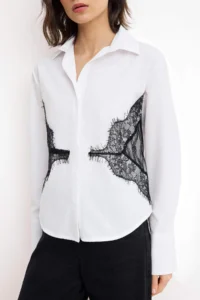 TRENDYOLMİLLA White Lace Detailed Beli Adjustable Shirt - Image 3