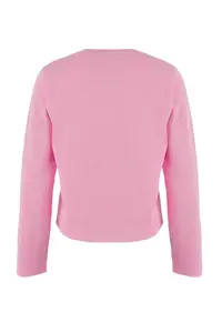 TRENDYOLMİLLA Pink Fluffy Line Detailed Cardigan-Blouse Knitwear Cardigan - Image 7
